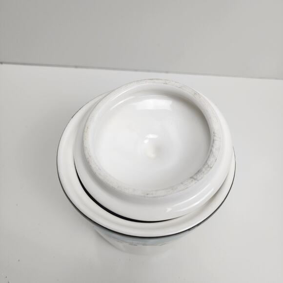 Martha Stewart Everyday Ceramic Porcelain Silver Trim on Elegant Covered Jar - Picture 2 of 5